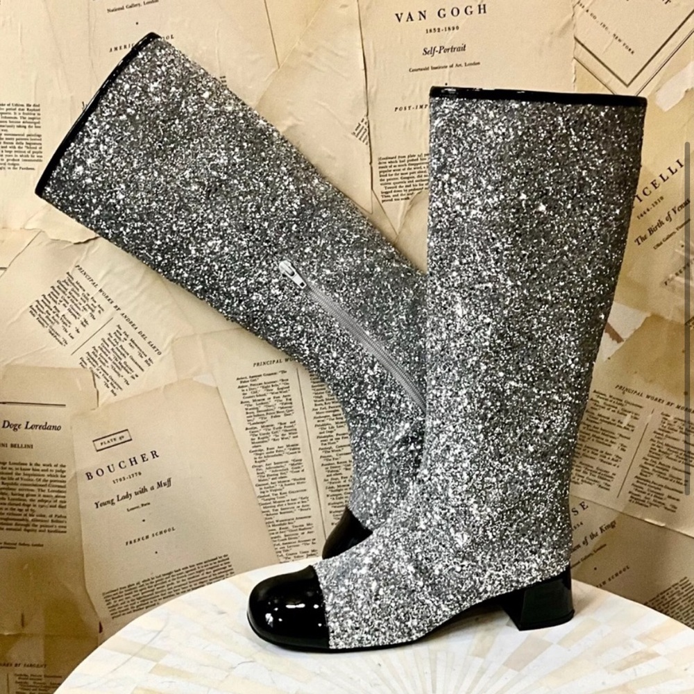 Jeffrey Campbell “Mod About You” Silver Glitter Boots NWT 9.5